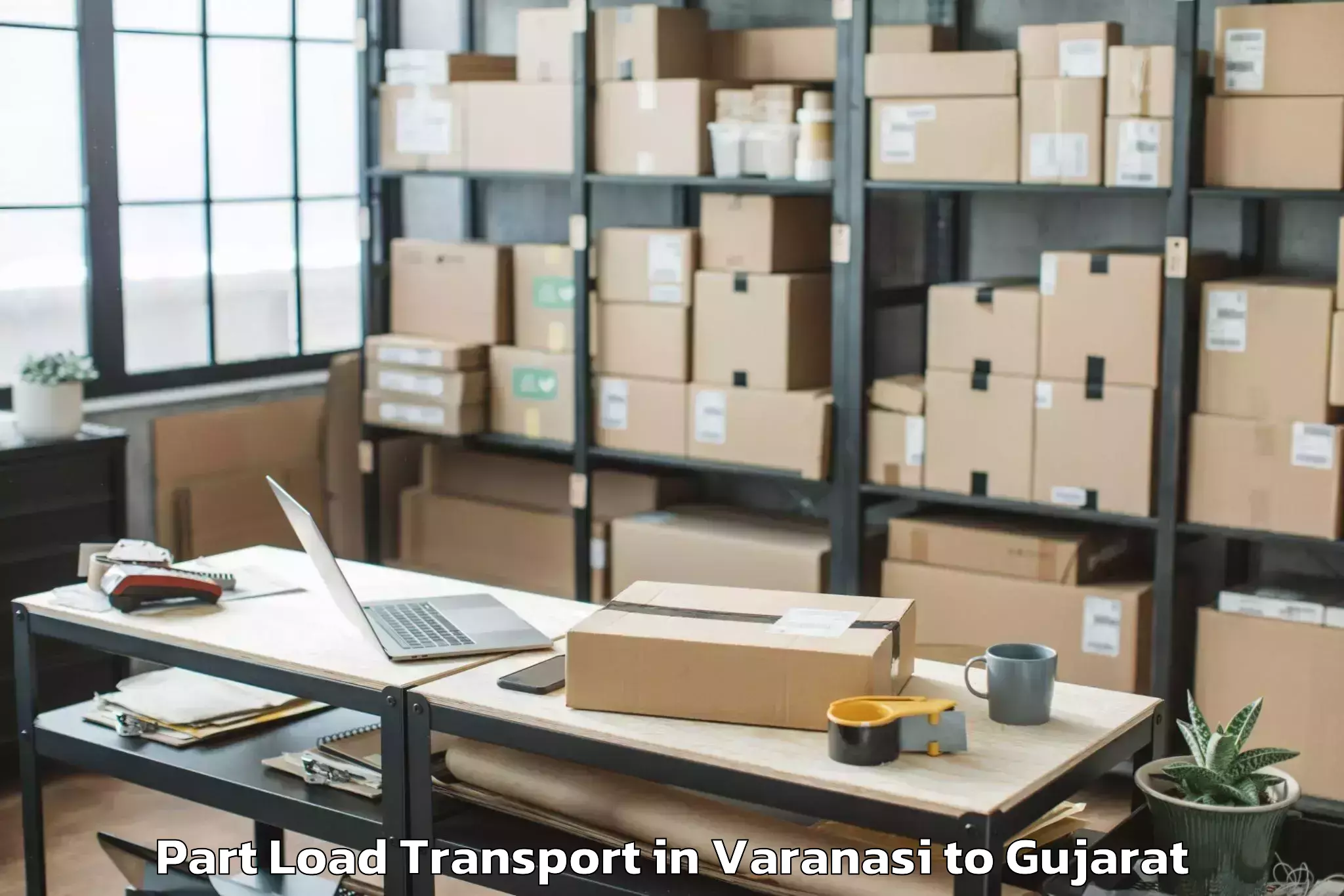 Book Varanasi to Ganpat University Mehsana Part Load Transport Online